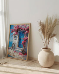 Crete Bougainvillea Wall Art, Greek Island Spring Poster - Above Bed Art