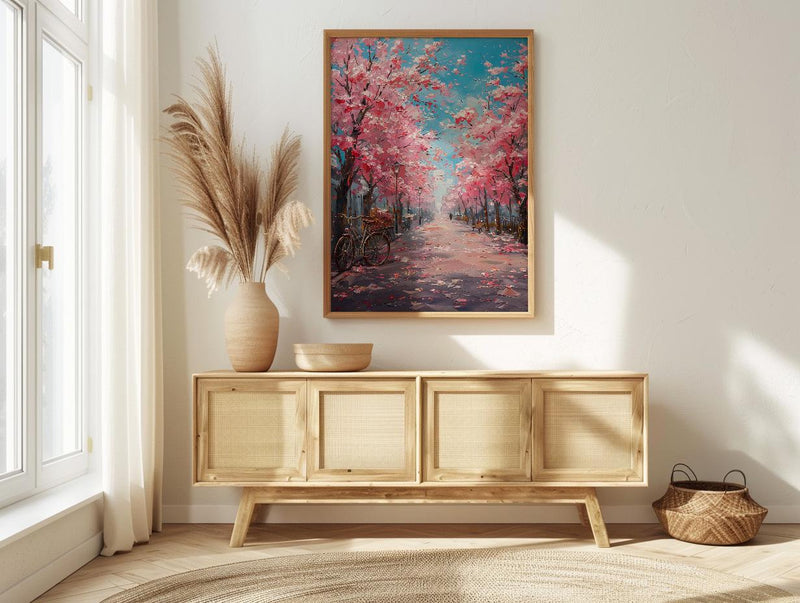 Bonn Cherry Blossom Wall Decor, Pink Floral Tunnel Print - Living Room Decor