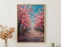 Bonn Cherry Blossom Wall Decor, Pink Floral Tunnel Print - Living Room Decor