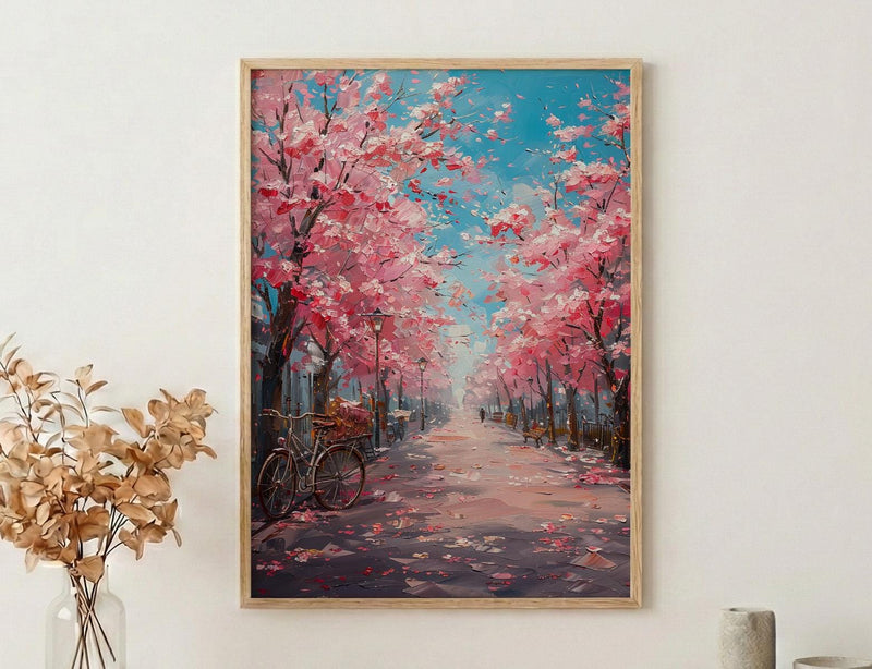 Bonn Cherry Blossom Wall Decor, Pink Floral Tunnel Print - Living Room Decor