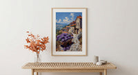 Provence Lavender Wall Art, Rustic Wood Cart Spring Poster - Textured Impasto Oil Painting