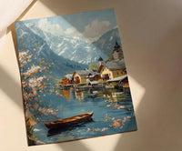Hallstatt Alpine Village Art Print, Spring Lake Decor - Housewarming Gift