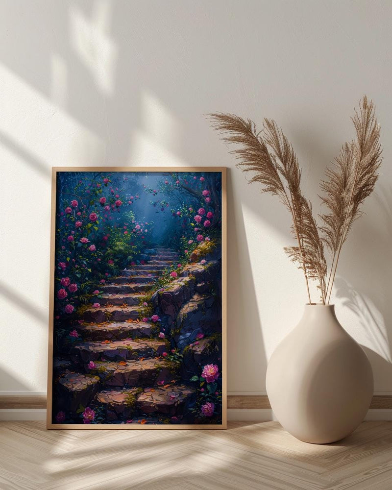 Sintra Palace Garden Wall Art, Pink Camellia Floral Print - Above Bed Art