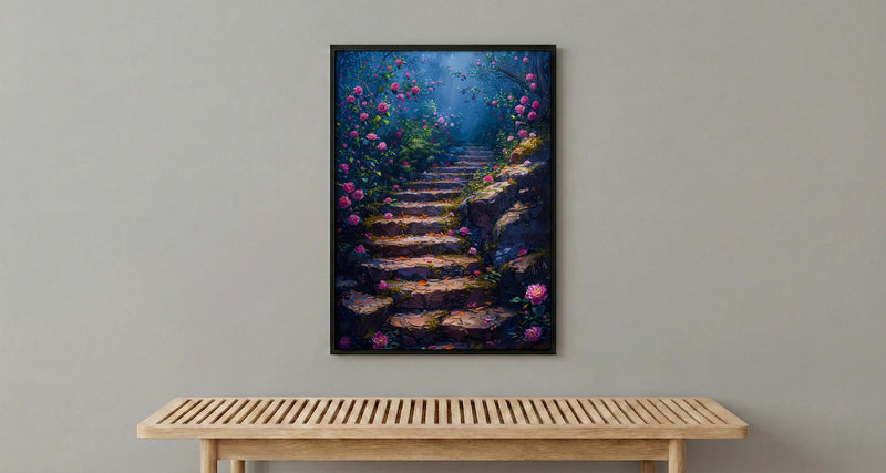 Sintra Palace Garden Wall Art, Pink Camellia Floral Print - Above Bed Art
