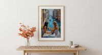 Italian Cafe Wall Art, Mother Daughter Print - Gift for Mom