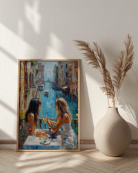 Italian Cafe Wall Art, Mother Daughter Print - Gift for Mom