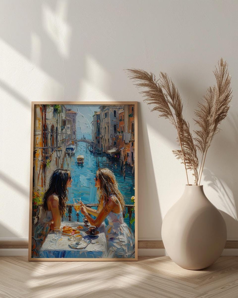 Italian Cafe Wall Art, Mother Daughter Print - Gift for Mom