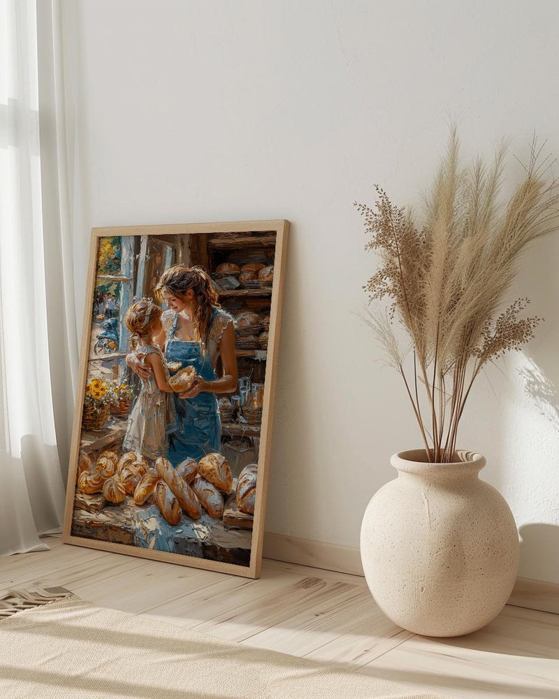 French Bakery Poster, Mother Baby Art Print - New Mom Gift