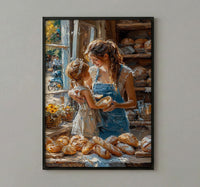 French Bakery Poster, Mother Baby Art Print - New Mom Gift