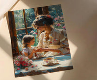English Tearoom Wall Decor, Grandmother Art - Thick Oil Painting Style