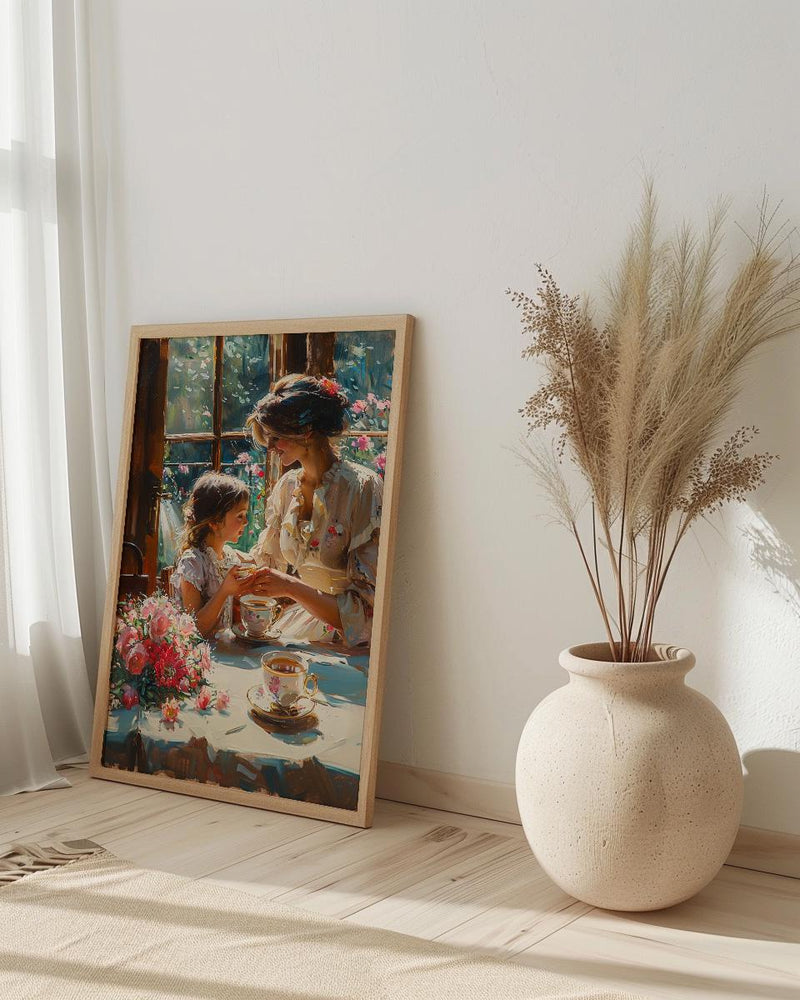 English Tearoom Wall Decor, Grandmother Art - Thick Oil Painting Style