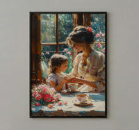 English Tearoom Wall Decor, Grandmother Art - Thick Oil Painting Style