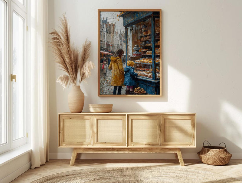 Bruges Bakery Art Print, Mother Child Poster - Mother's Day Gift