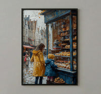 Bruges Bakery Art Print, Mother Child Poster - Mother's Day Gift