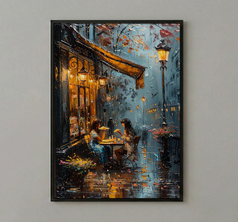 Paris Crepe Stand Poster, Mother Daughter Art - Mother's Day Gift