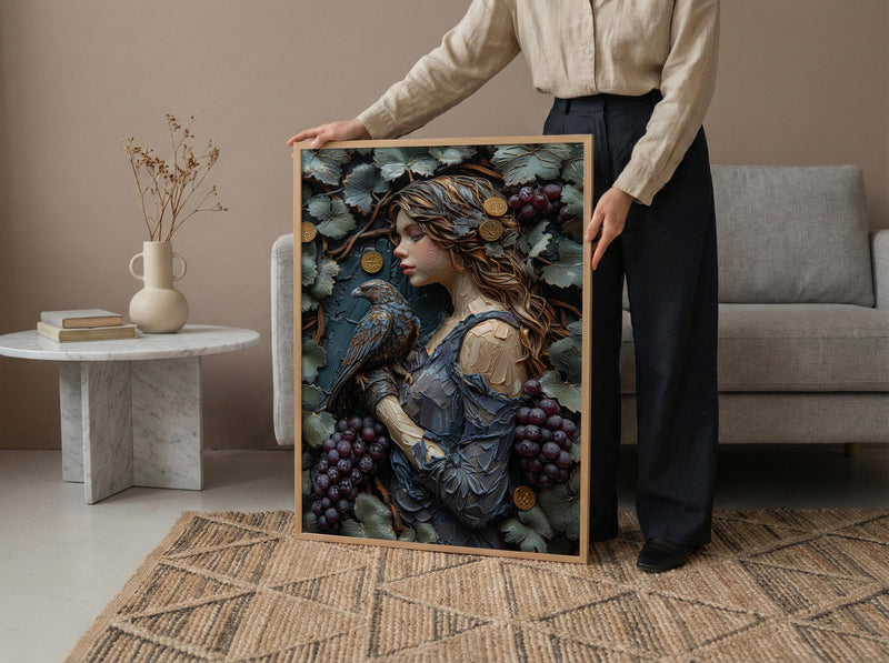 Nine Of Pentacles Print, Independent Woman Wall Art, Mothers Day Gift From Son, Museum Quality Decor, Shipped Wall Art