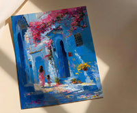 Chefchaouen Morocco Art Print, Mothers Day Gift From Daughter, Blue City Wall Art, Mother Daughter Poster, African Decor