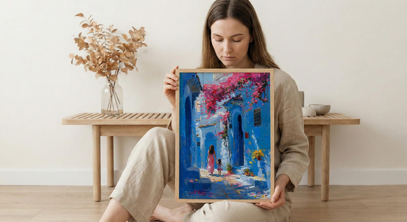 Chefchaouen Morocco Art Print, Mothers Day Gift From Daughter, Blue City Wall Art, Mother Daughter Poster, African Decor