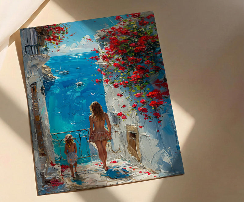 Tunisia Sidi Bou Said Print, Mothers Day Gift From Daughter, Mediterranean Wall Art, Mother Daughter Poster, Coastal Decor