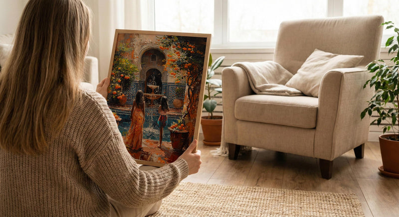 Marrakech Morocco Art Print, Mothers Day Gift From Daughter, Riad Courtyard Wall Art, Mother Daughter Poster, African Decor