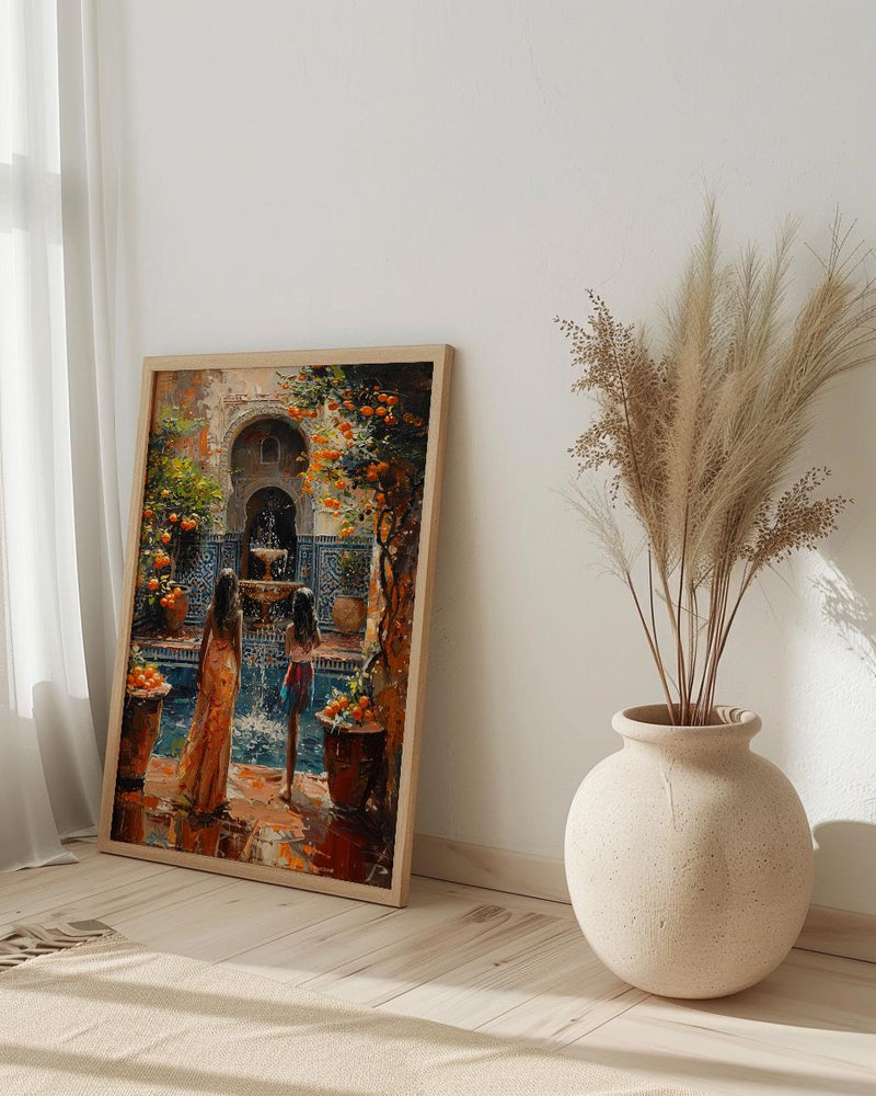 Marrakech Morocco Art Print, Mothers Day Gift From Daughter, Riad Courtyard Wall Art, Mother Daughter Poster, African Decor