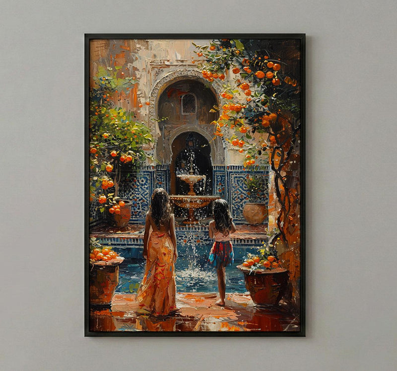 Marrakech Morocco Art Print, Mothers Day Gift From Daughter, Riad Courtyard Wall Art, Mother Daughter Poster, African Decor