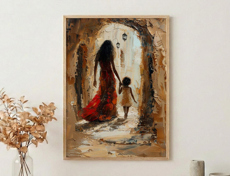 Kenya Lamu Old Town Art Print, Mothers Day Gift From Daughter, Coastal Street Wall Art, Mother Daughter Poster, African Decor