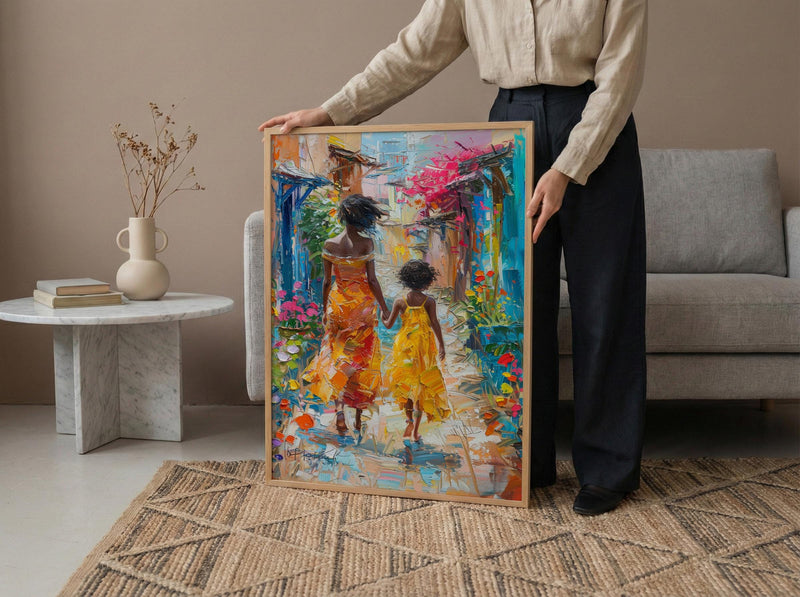 Ethiopia Harar Art Print, Mothers Day Gift From Daughter, Colorful Street Wall Art, Mother Daughter Poster, African Decor