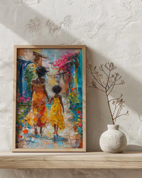 Ethiopia Harar Art Print, Mothers Day Gift From Daughter, Colorful Street Wall Art, Mother Daughter Poster, African Decor