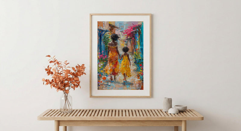 Ethiopia Harar Art Print, Mothers Day Gift From Daughter, Colorful Street Wall Art, Mother Daughter Poster, African Decor