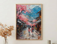 Kyoto Japan Art Print, Cherry Blossom Wall Art, Mothers Day Gift From Daughter, Mother Daughter Poster, Museum Quality Decor