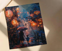 Taiwan Jiufen Art Print, Mothers Day Gift From Son, Mom And Son Poster, Museum Quality Asian Decor, Shipped Wall Art