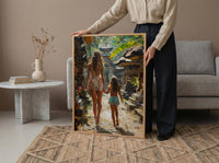 Ubud Bali Art Print, Tropical Asian Wall Art, Mothers Day Gift From Daughter, Mother Daughter Poster, Museum Quality Decor