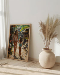 Ubud Bali Art Print, Tropical Asian Wall Art, Mothers Day Gift From Daughter, Mother Daughter Poster, Museum Quality Decor