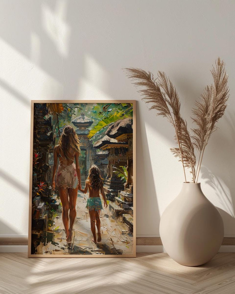 Ubud Bali Art Print, Tropical Asian Wall Art, Mothers Day Gift From Daughter, Mother Daughter Poster, Museum Quality Decor