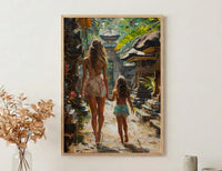 Ubud Bali Art Print, Tropical Asian Wall Art, Mothers Day Gift From Daughter, Mother Daughter Poster, Museum Quality Decor