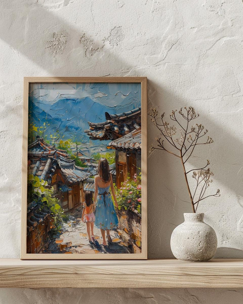 Seoul South Korea Print, Bukchon Hanok Wall Art, Mothers Day Gift From Daughter, Museum Quality Decor, Mother Daughter Poster