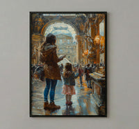 Louvre Museum Art Print, Mother Daughter Decor - Mother's Day Gift