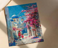 Santorini Greece Print, Mothers Day Gift From Daughter, Blue Dome Wall Art, Mother Daughter Poster, Shipped Wall Art