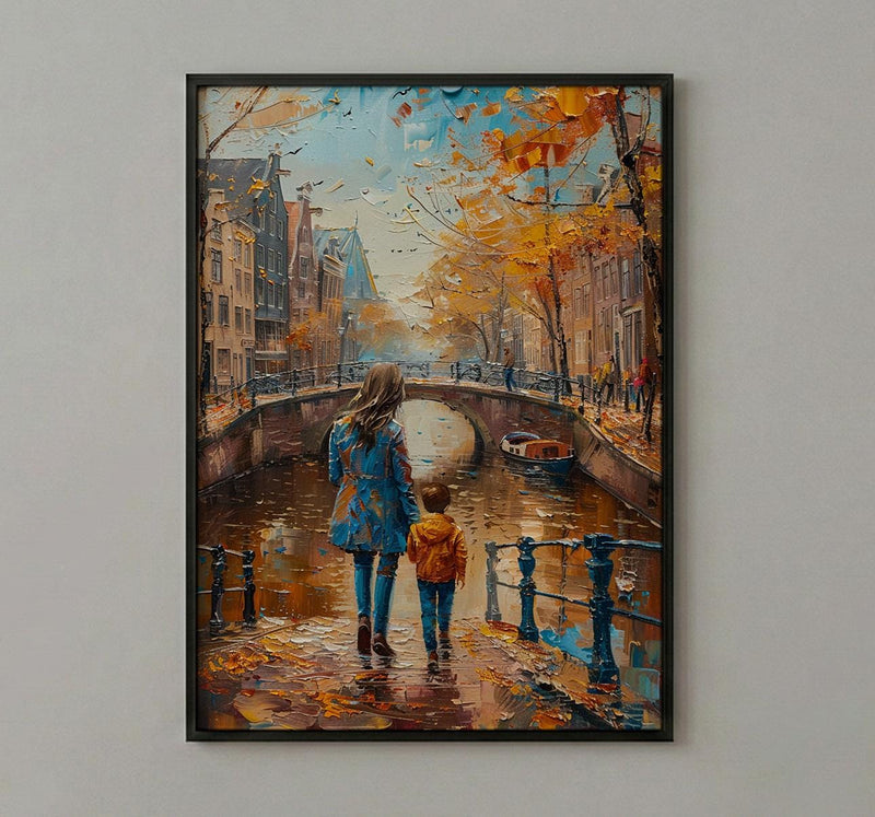 Amsterdam Canal Print, Mothers Day Gift From Son, Netherlands Wall Art, Mom And Son Poster, Museum Quality Decor