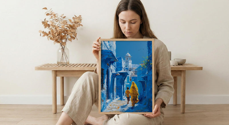 Jodhpur India Print, Blue City Wall Art, Mothers Day Gift From Son, Mom And Son Poster, Museum Quality Decor