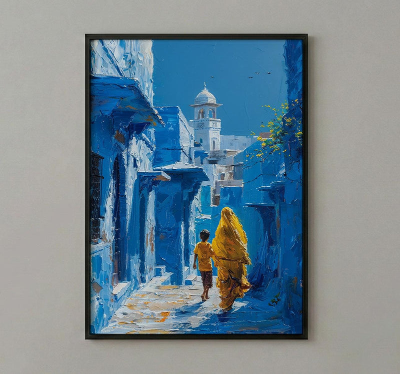 Jodhpur India Print, Blue City Wall Art, Mothers Day Gift From Son, Mom And Son Poster, Museum Quality Decor