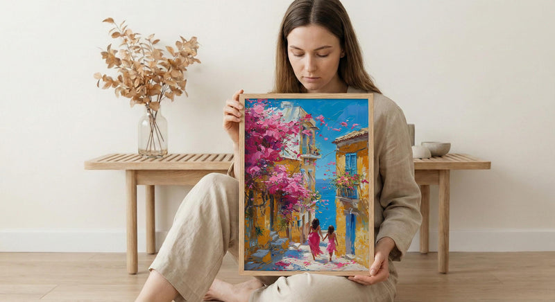 Pondicherry Art Print, India French Quarter Decor, Mothers Day Gift From Daughter, Mother Daughter Poster, Shipped Wall Art