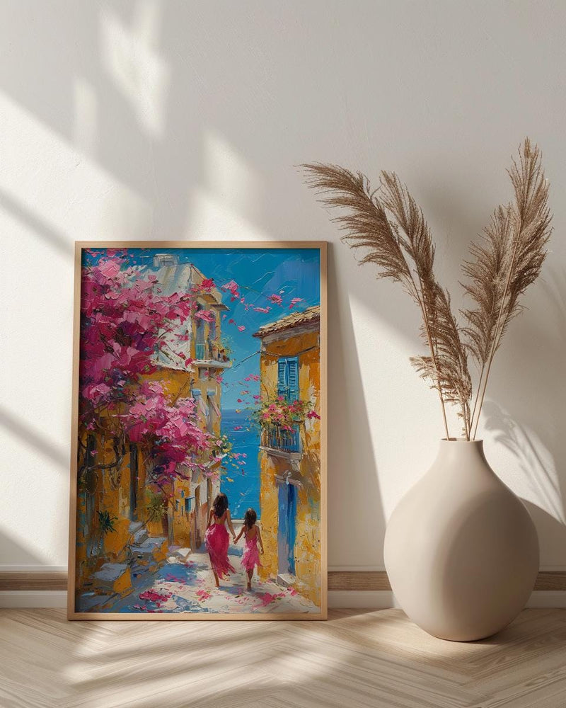 Pondicherry Art Print, India French Quarter Decor, Mothers Day Gift From Daughter, Mother Daughter Poster, Shipped Wall Art