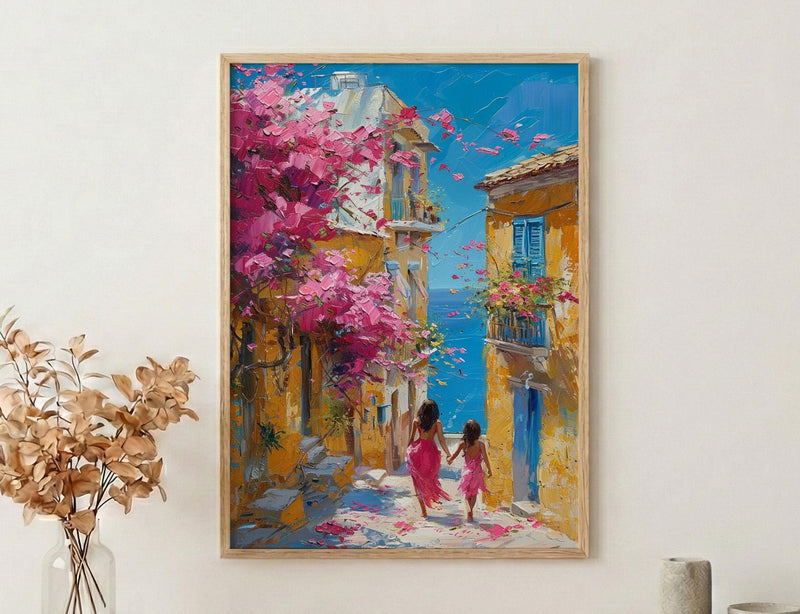 Pondicherry Art Print, India French Quarter Decor, Mothers Day Gift From Daughter, Mother Daughter Poster, Shipped Wall Art