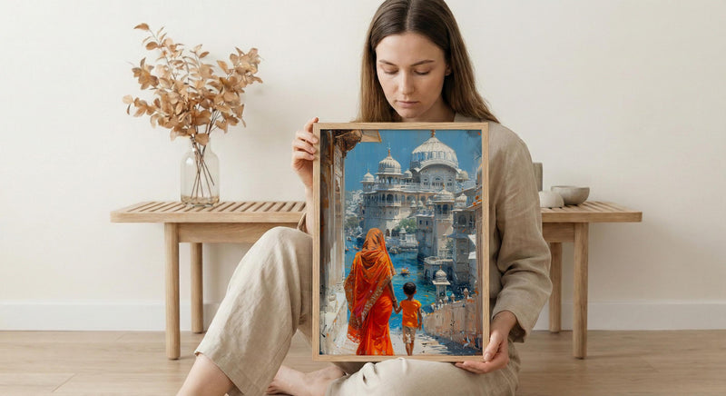 Udaipur India Print, White City Wall Art, Mothers Day Gift From Son, Mom And Son Poster, Museum Quality Decor