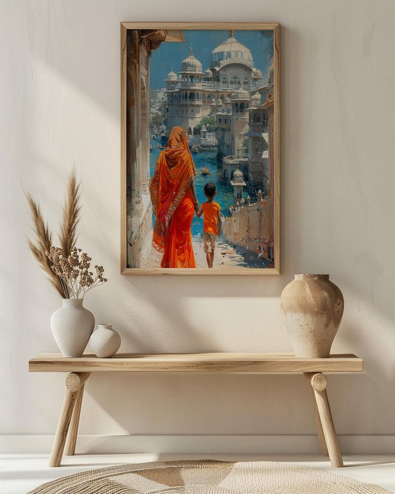 Udaipur India Print, White City Wall Art, Mothers Day Gift From Son, Mom And Son Poster, Museum Quality Decor