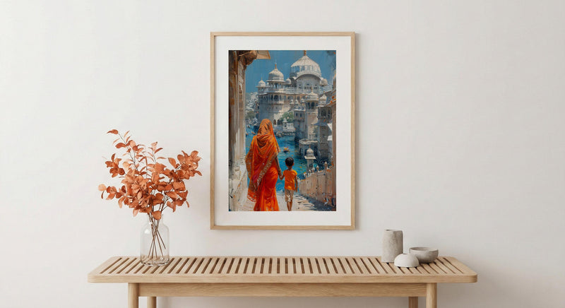 Udaipur India Print, White City Wall Art, Mothers Day Gift From Son, Mom And Son Poster, Museum Quality Decor
