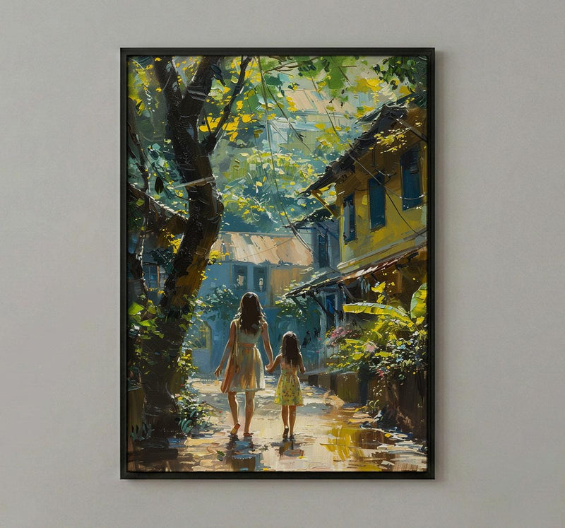 Kerala India Art Print, Tropical Wall Art, Mothers Day Gift From Daughter, Mother Daughter Poster, Shipped Wall Art
