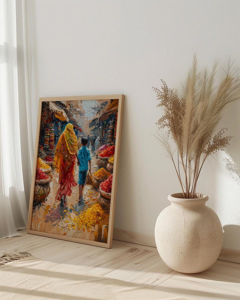 Old Delhi Print, Spice Market Wall Art, Mothers Day Gift From Son, Museum Quality Decor, Mom And Son Poster